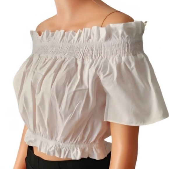 Zara Basic White Ruffled Top. Size M. - Picture 8 of 9